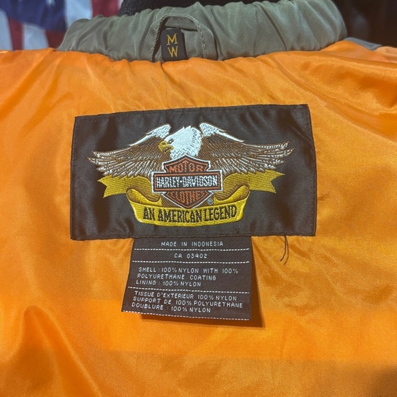 Harley Davidson Jacket M Olive Color orange liner bomber Street wear Motorcycle - Picture 12 of 13